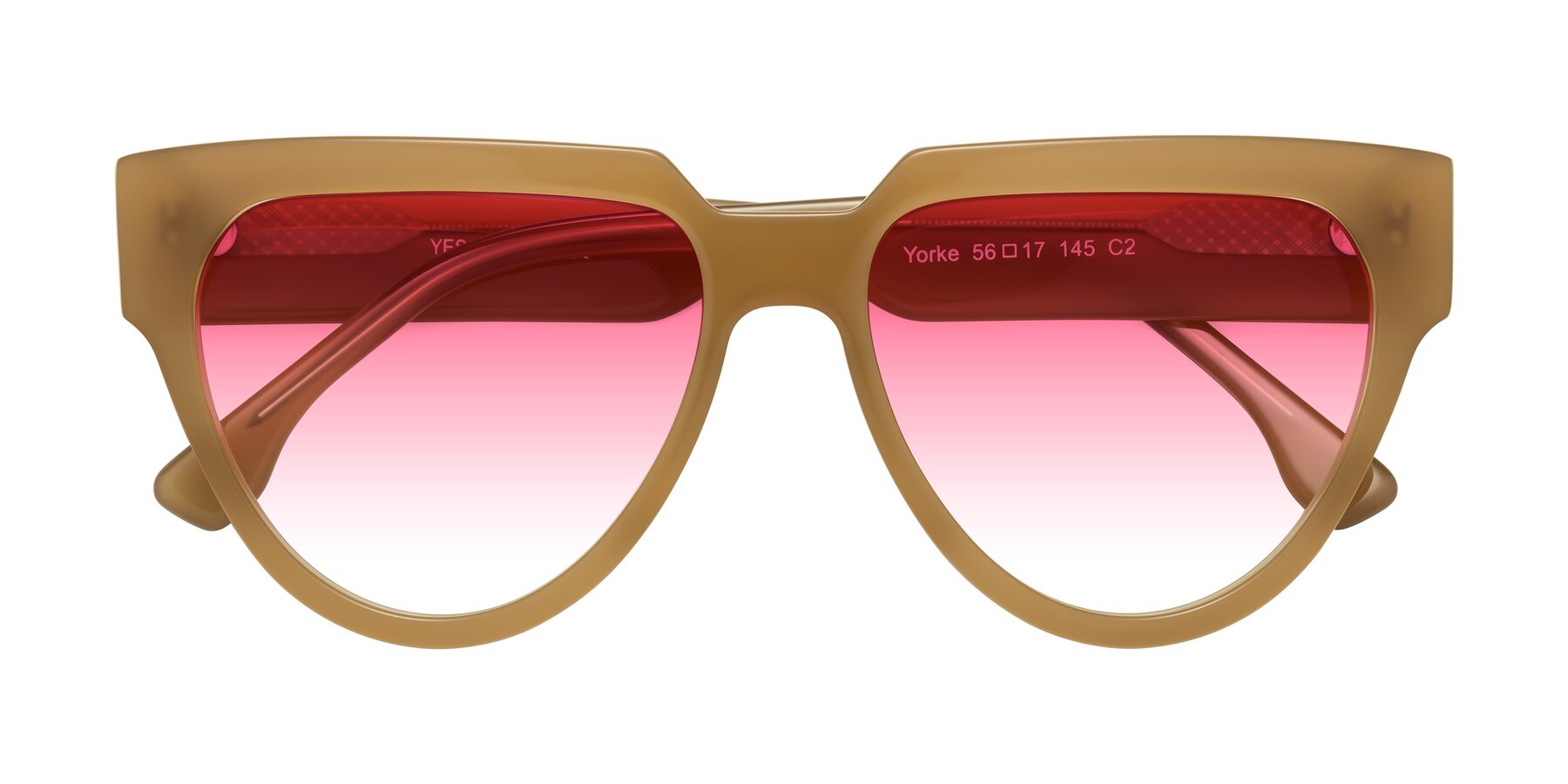 Folded Front of Yorke in Caramel with Pink Gradient Lenses
