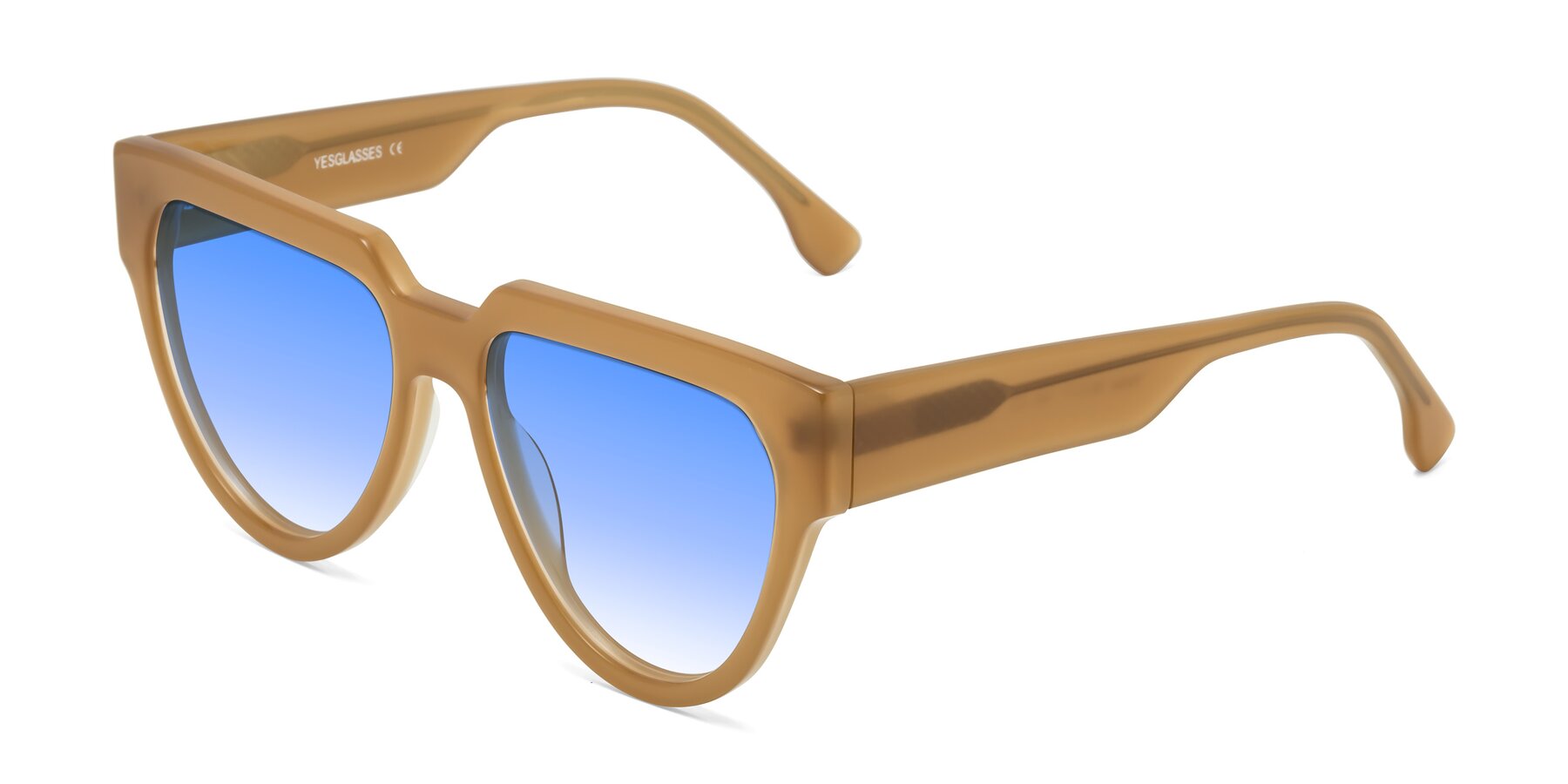 Angle of Yorke in Caramel with Blue Gradient Lenses