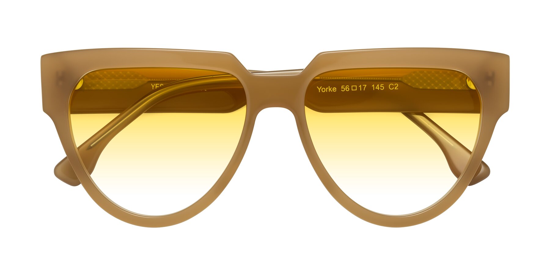 Folded Front of Yorke in Caramel with Yellow Gradient Lenses