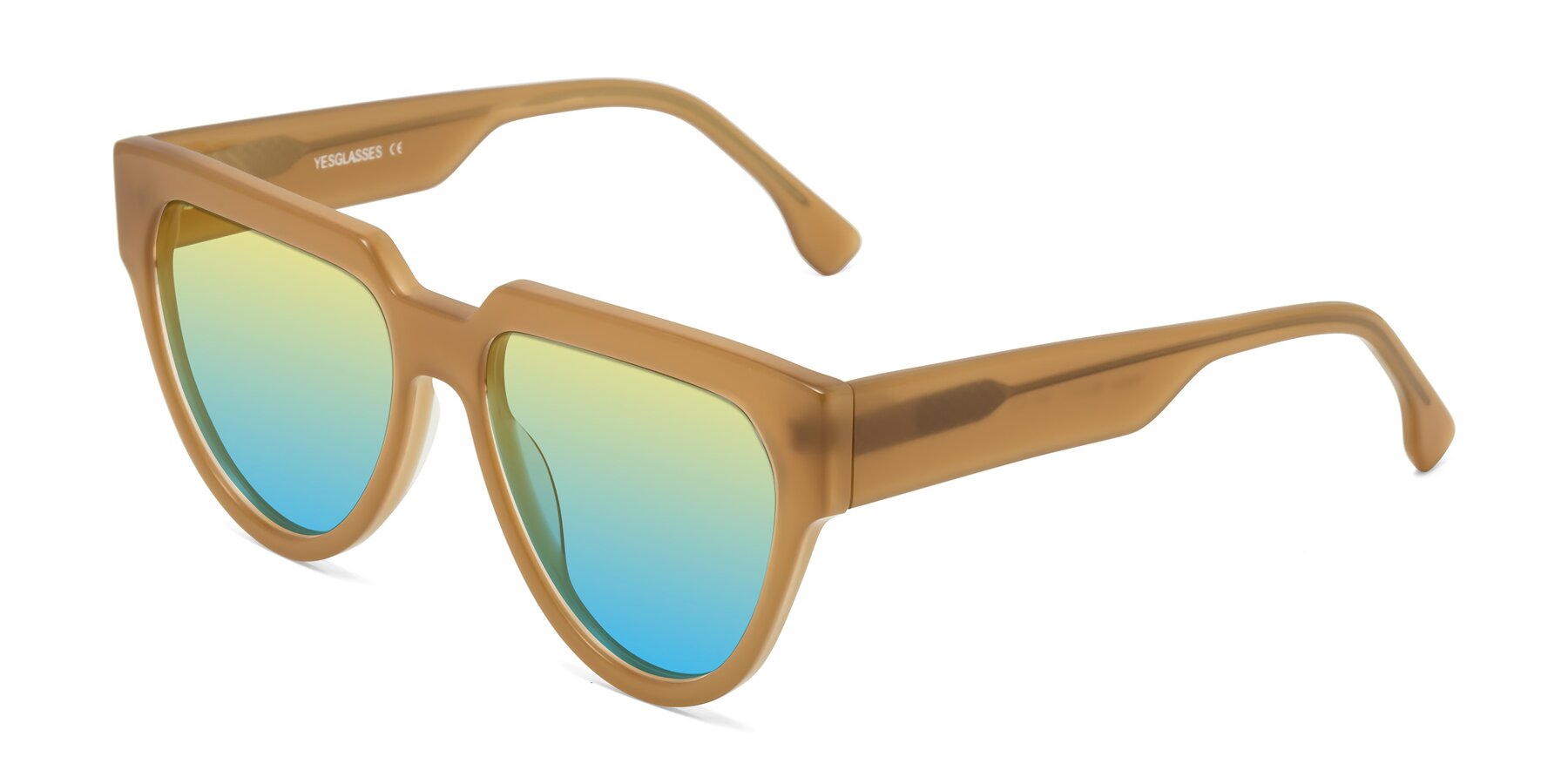 Angle of Yorke in Caramel with Yellow / Blue Gradient Lenses