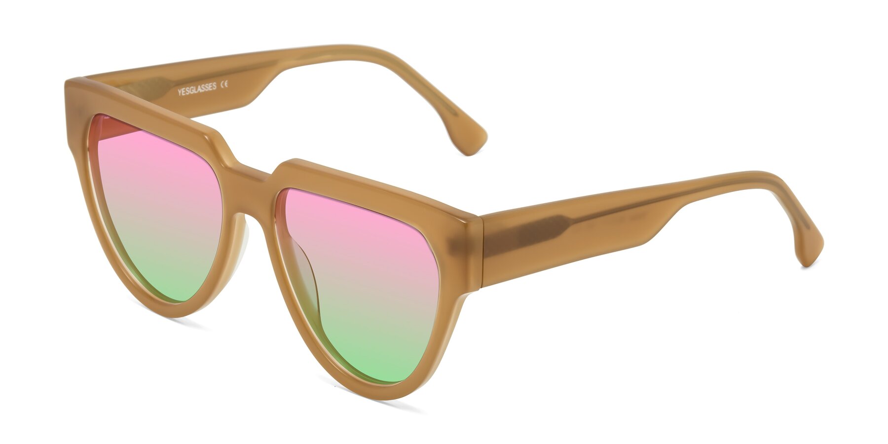 Angle of Yorke in Caramel with Pink / Green Gradient Lenses