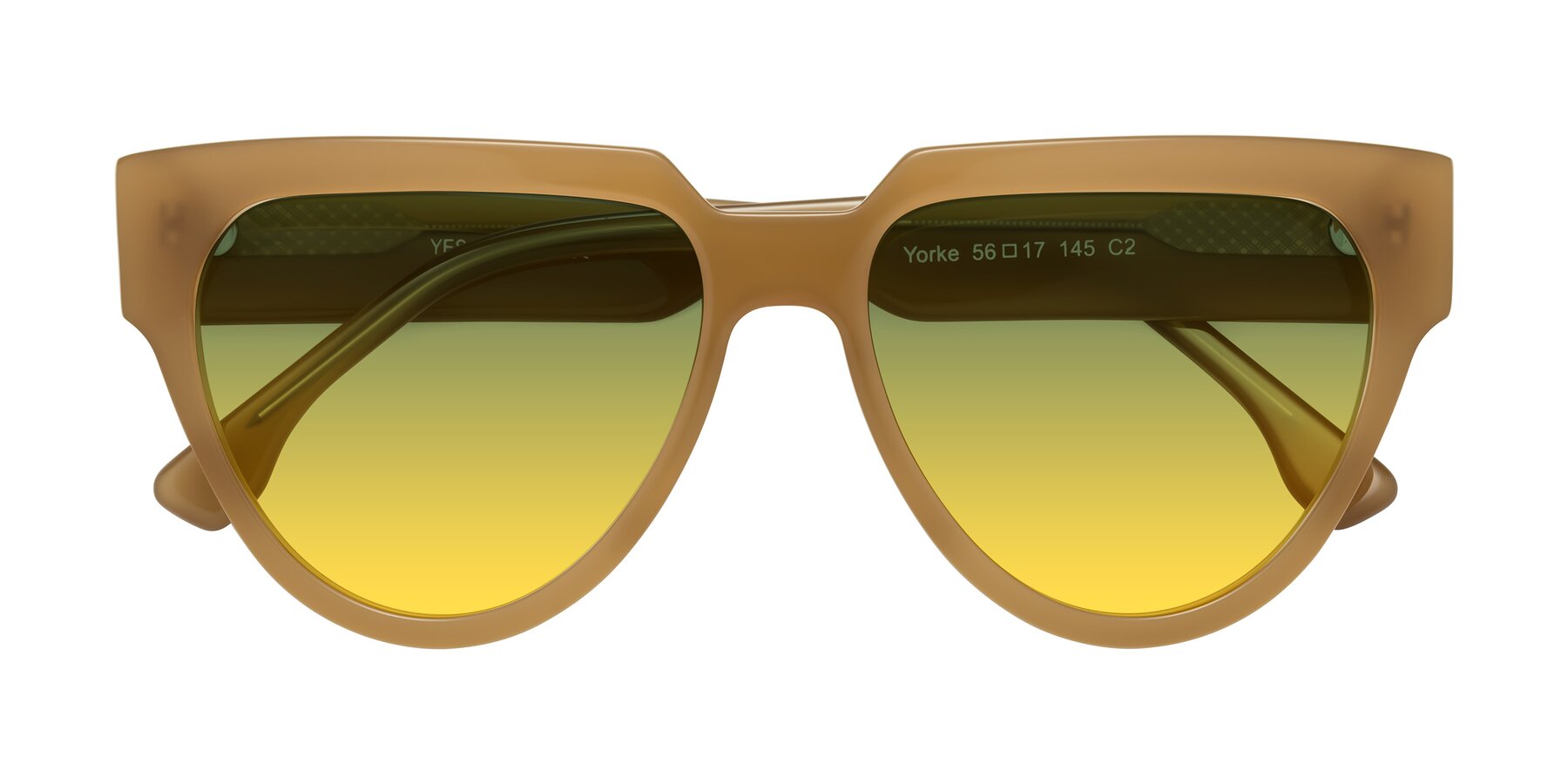 Folded Front of Yorke in Caramel with Green / Yellow Gradient Lenses