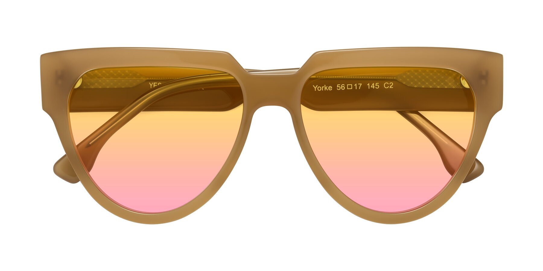 Folded Front of Yorke in Caramel with Yellow / Pink Gradient Lenses