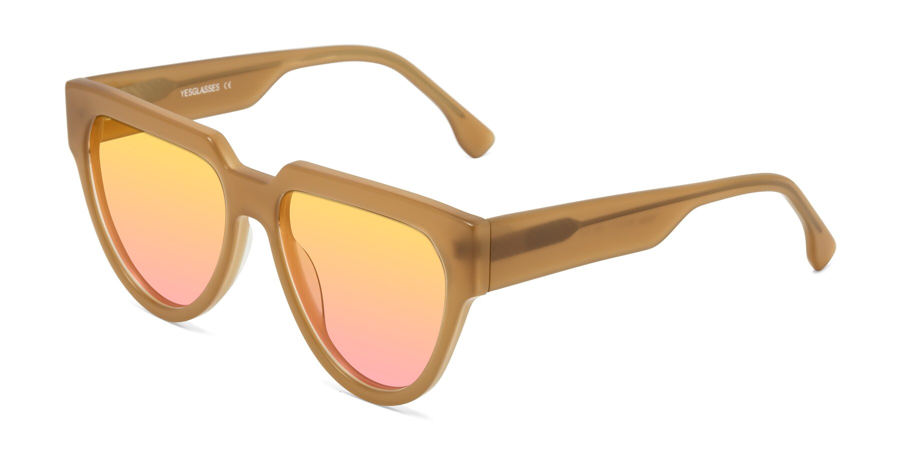 Angle of Yorke in Caramel with Yellow / Pink Gradient Lenses