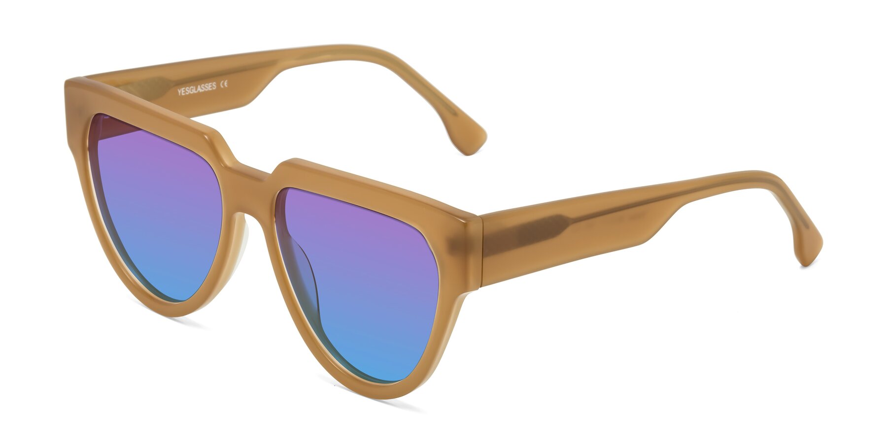 Angle of Yorke in Caramel with Purple / Blue Gradient Lenses