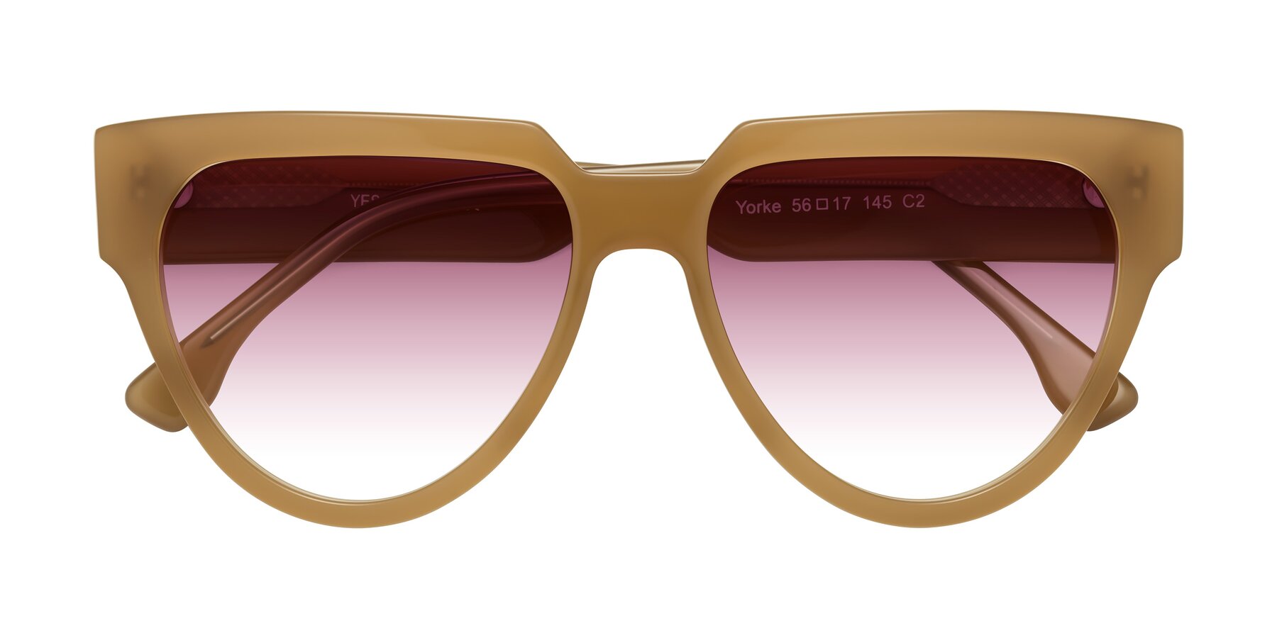 Folded Front of Yorke in Caramel with Wine Gradient Lenses