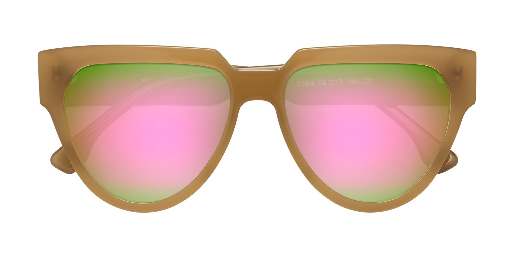 Folded Front of Yorke in Caramel with Pink Mirrored Lenses