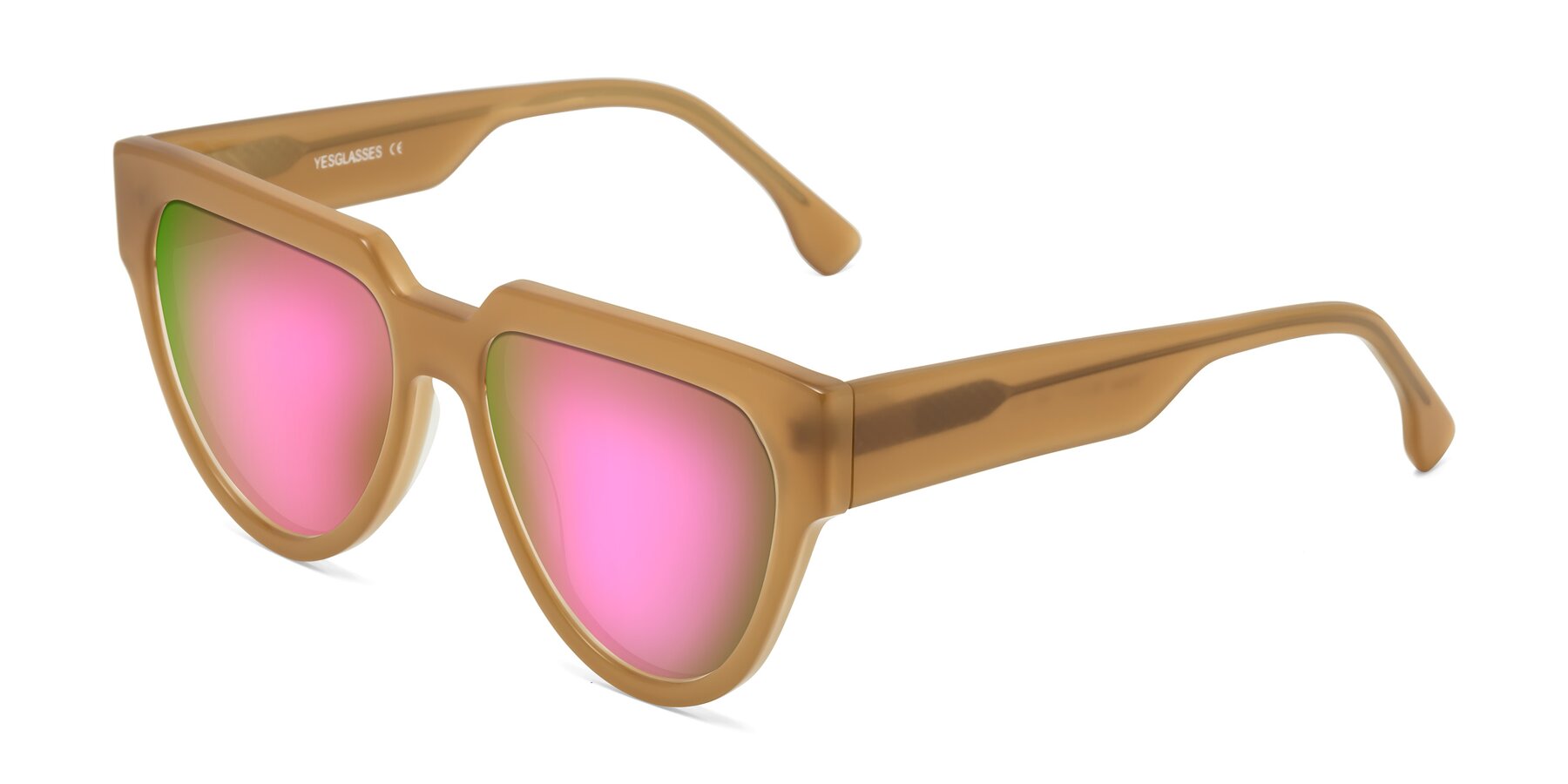 Angle of Yorke in Caramel with Pink Mirrored Lenses