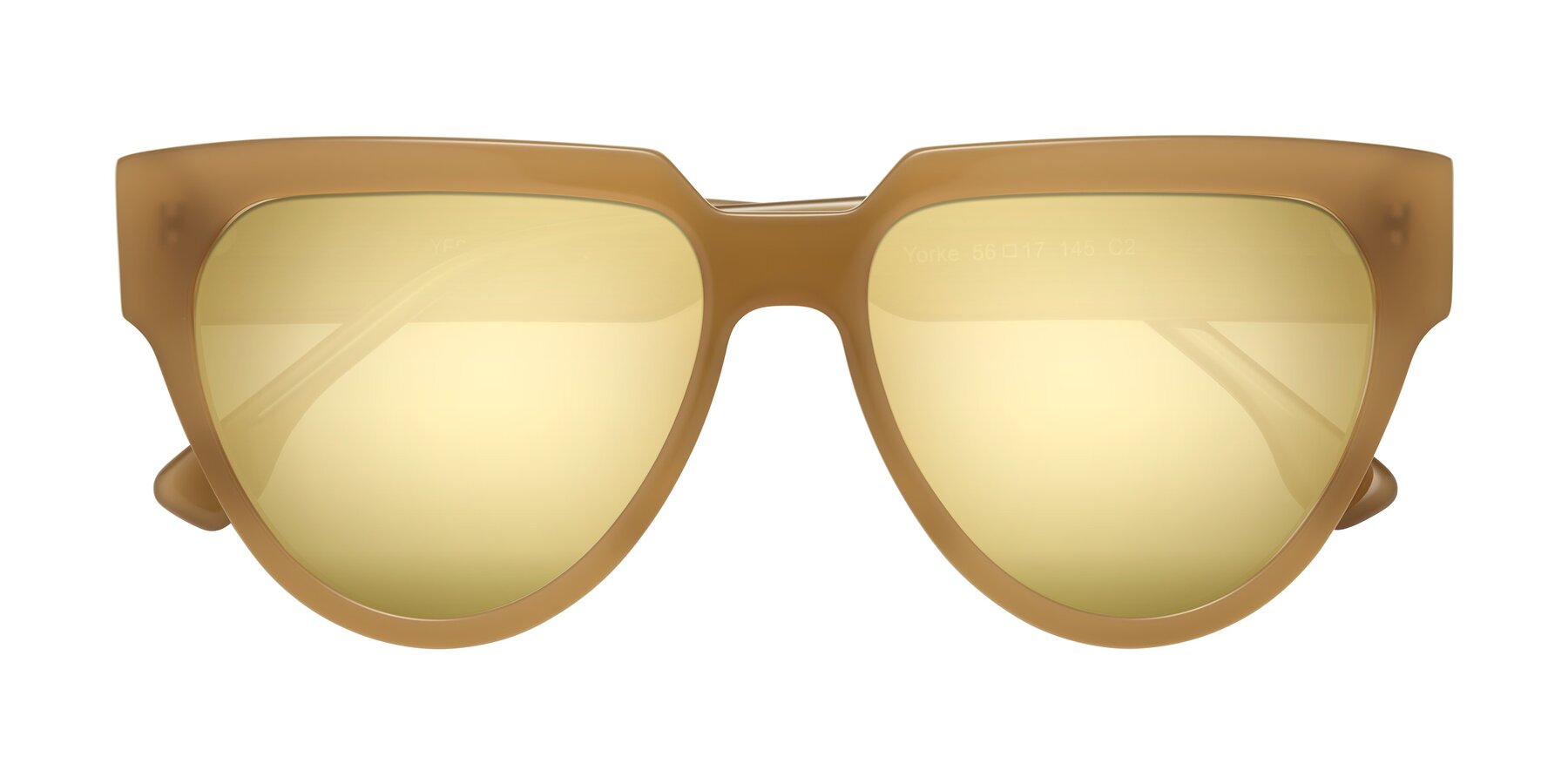 Folded Front of Yorke in Caramel with Gold Mirrored Lenses
