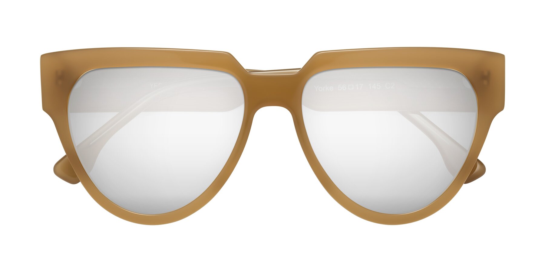 Folded Front of Yorke in Caramel with Silver Mirrored Lenses