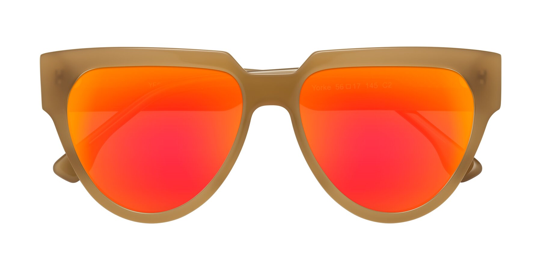 Folded Front of Yorke in Caramel with Red Gold Mirrored Lenses