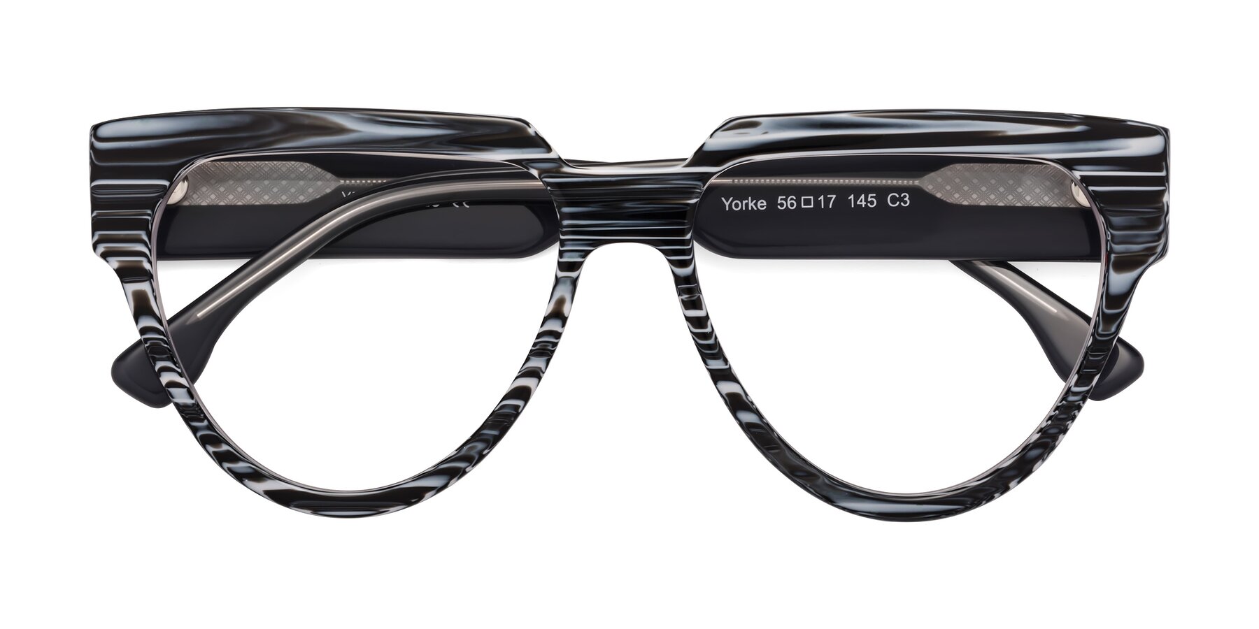 Folded Front of Yorke in Zebra-Print with Clear Eyeglass Lenses