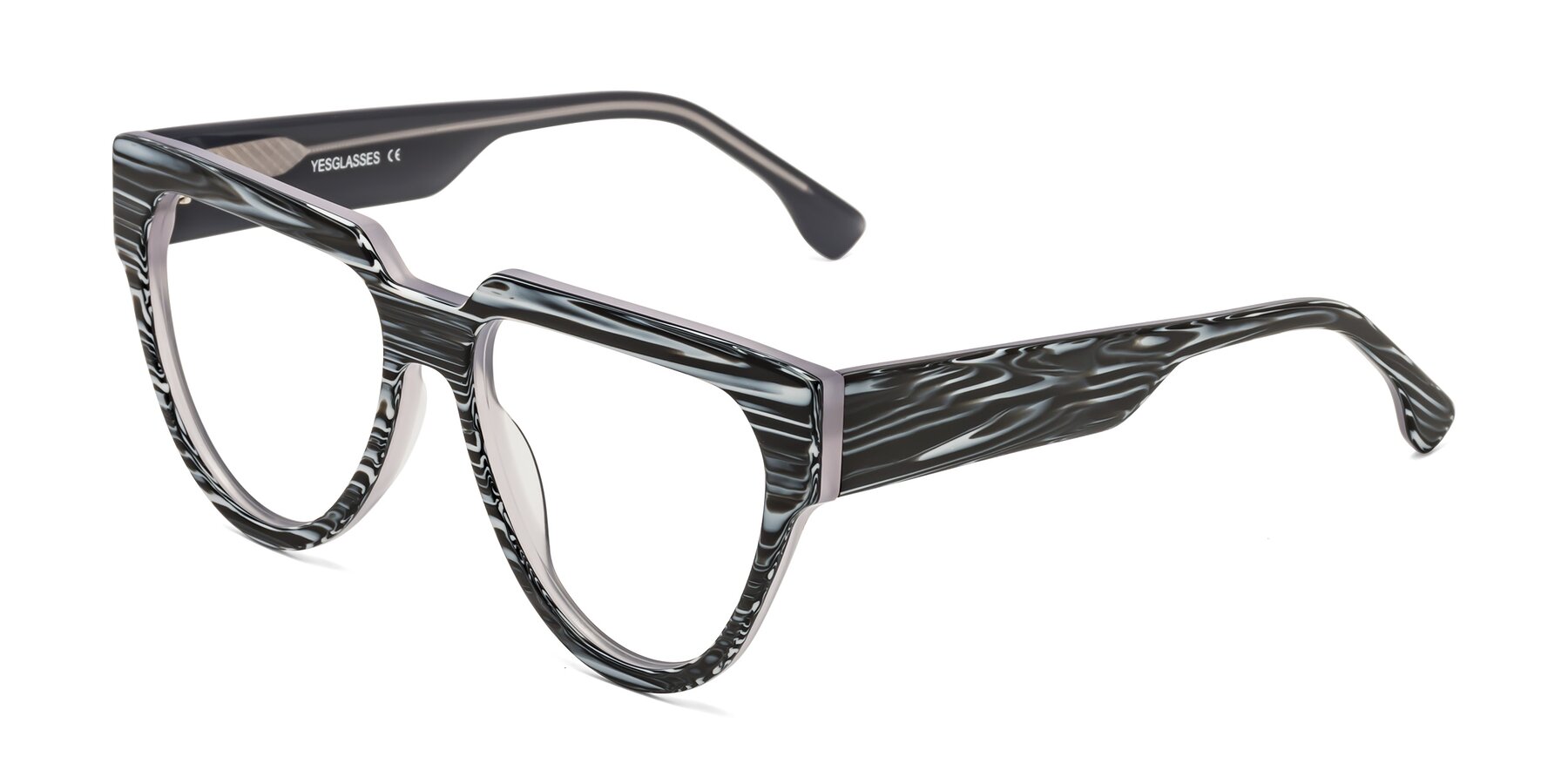 Angle of Yorke in Zebra-Print with Clear Eyeglass Lenses