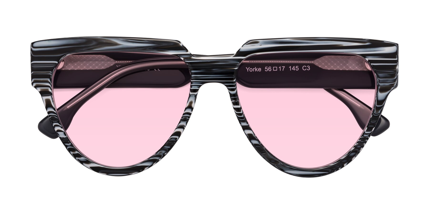 Folded Front of Yorke in Zebra-Print with Light Pink Tinted Lenses