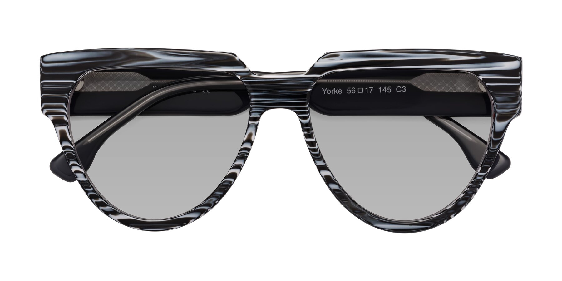 Folded Front of Yorke in Zebra-Print with Light Gray Tinted Lenses