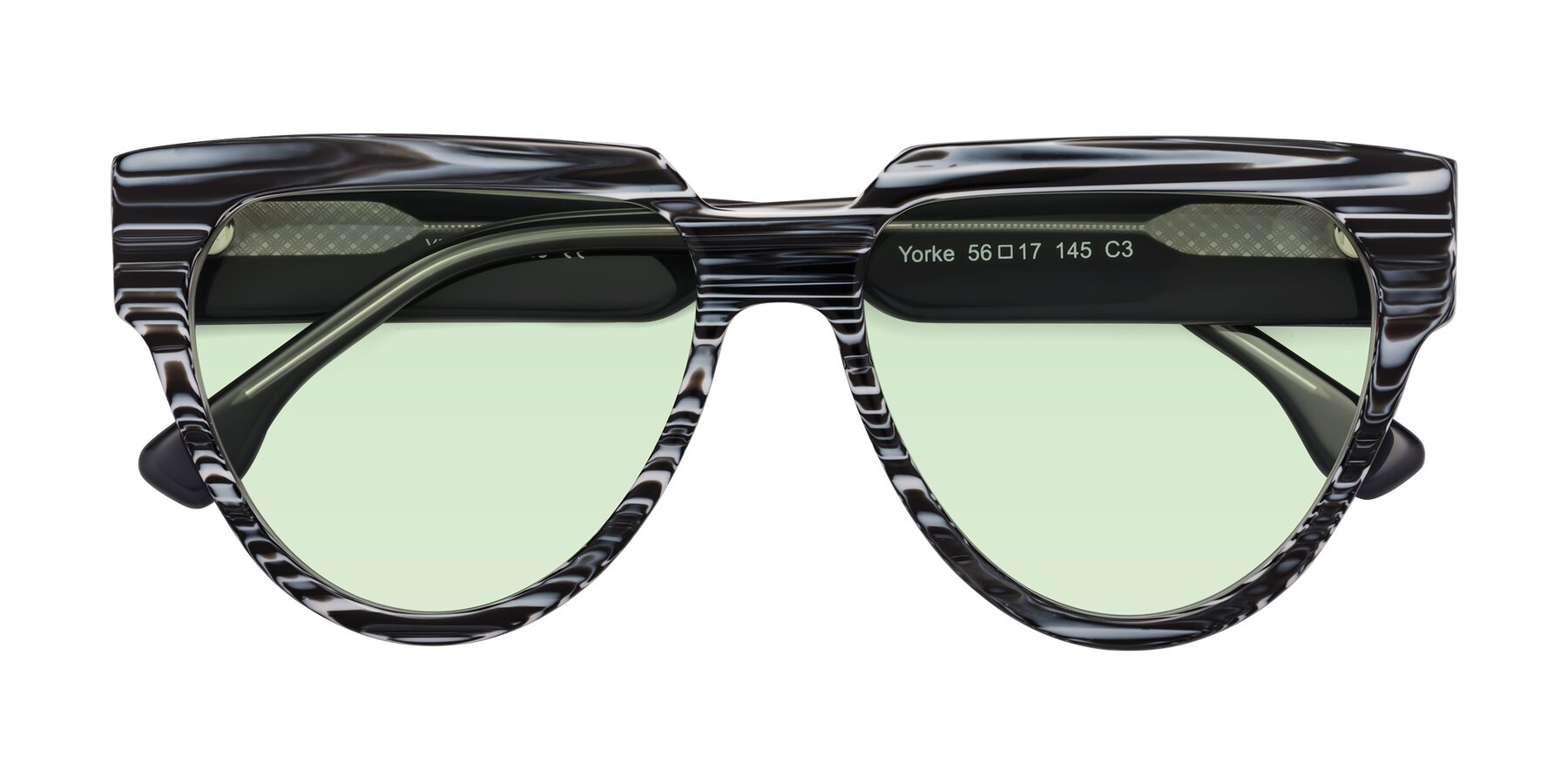 Folded Front of Yorke in Zebra-Print with Light Green Tinted Lenses