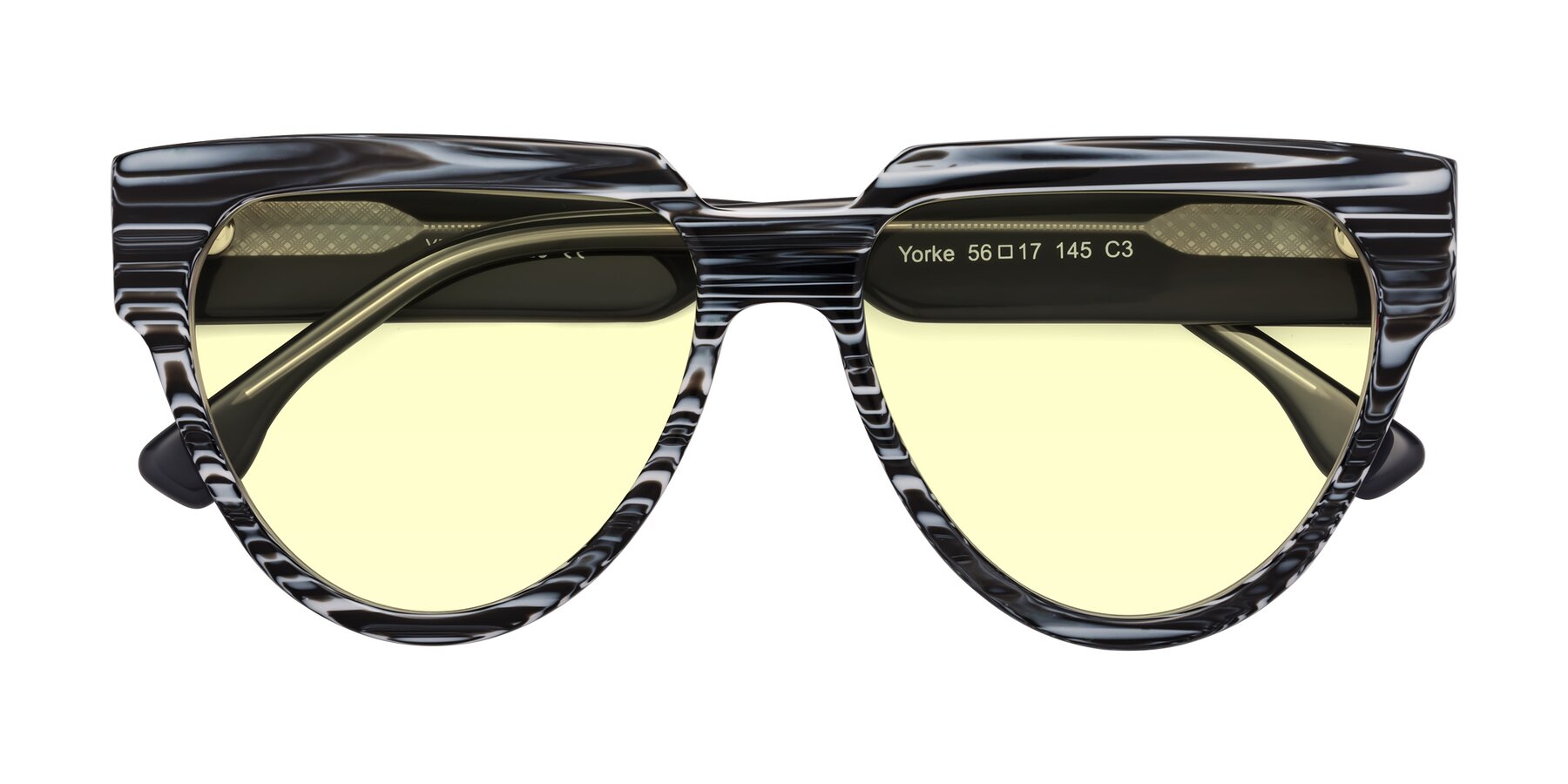 Folded Front of Yorke in Zebra-Print with Light Yellow Tinted Lenses