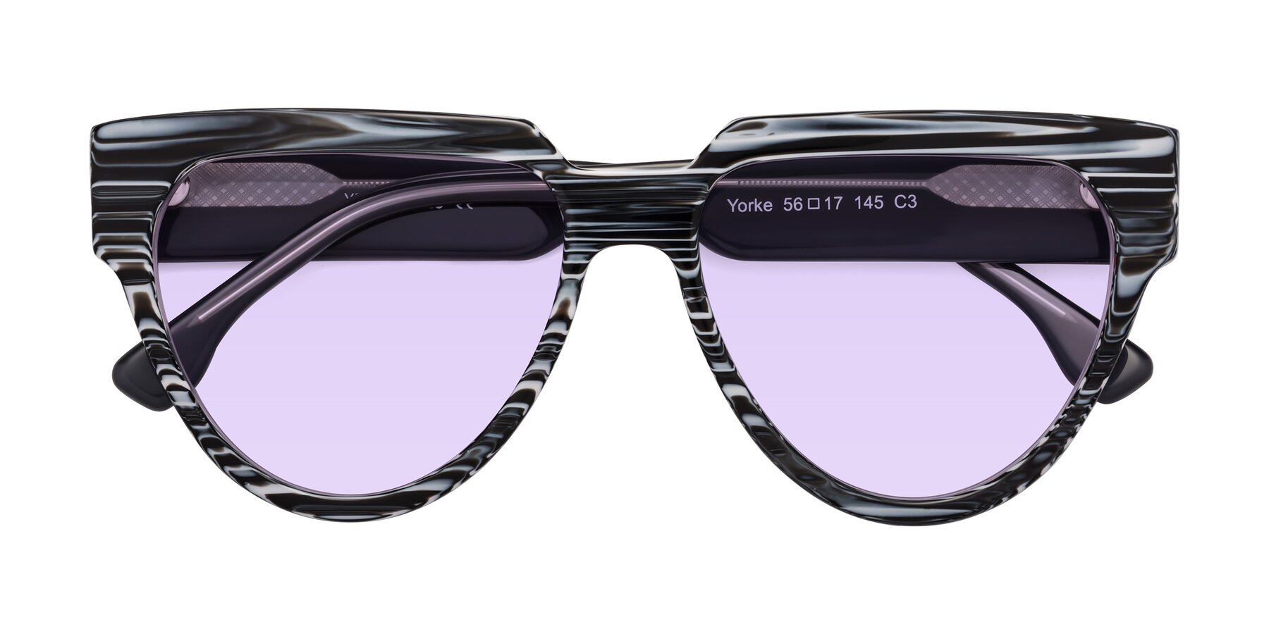 Folded Front of Yorke in Zebra-Print with Light Purple Tinted Lenses