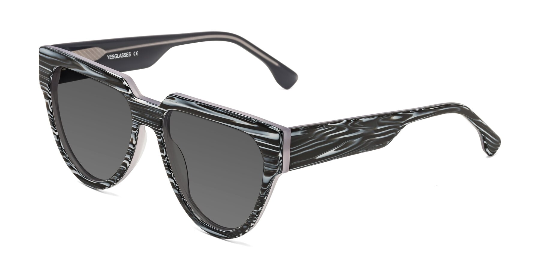 Angle of Yorke in Zebra-Print with Medium Gray Tinted Lenses