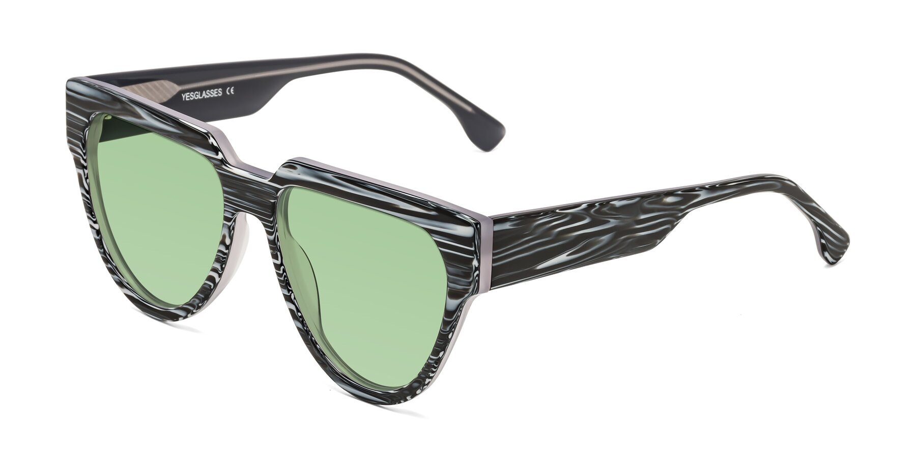 Angle of Yorke in Zebra-Print with Medium Green Tinted Lenses