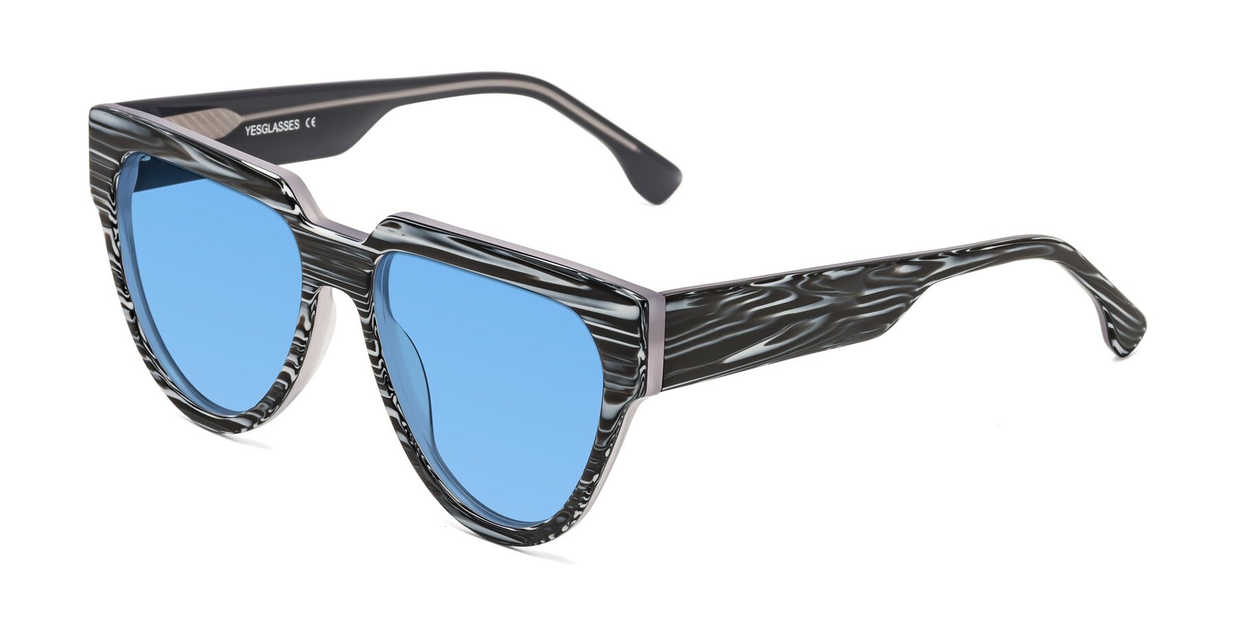 Angle of Yorke in Zebra-Print with Medium Blue Tinted Lenses