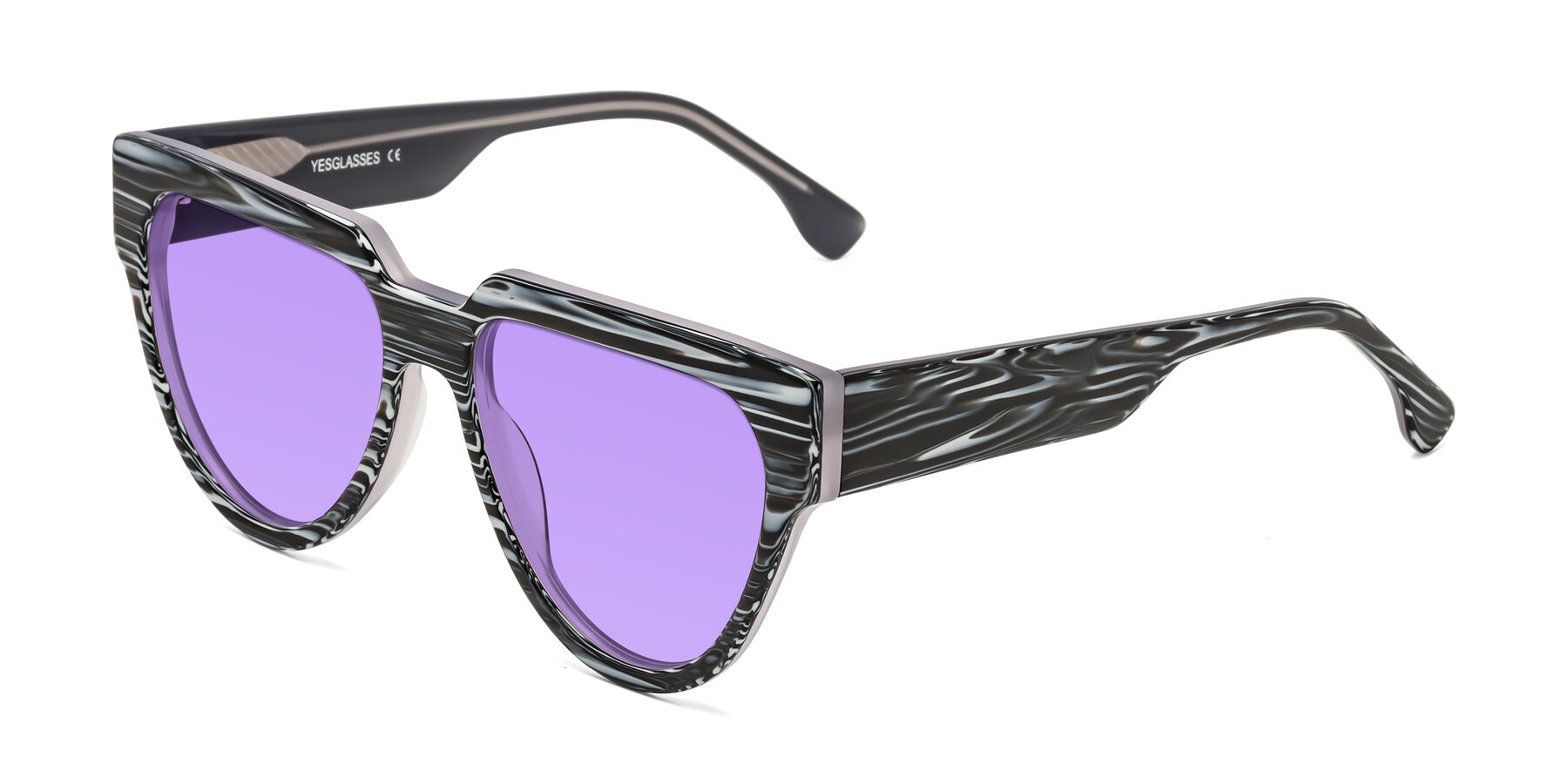 Angle of Yorke in Zebra-Print with Medium Purple Tinted Lenses