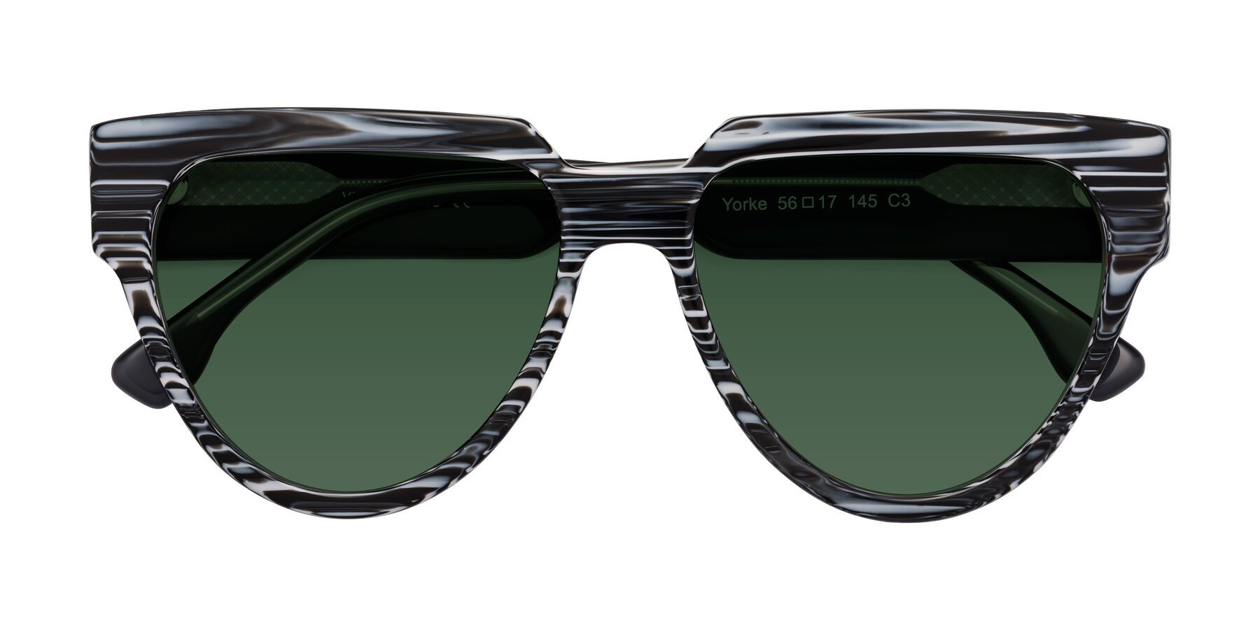Folded Front of Yorke in Zebra-Print with Green Tinted Lenses