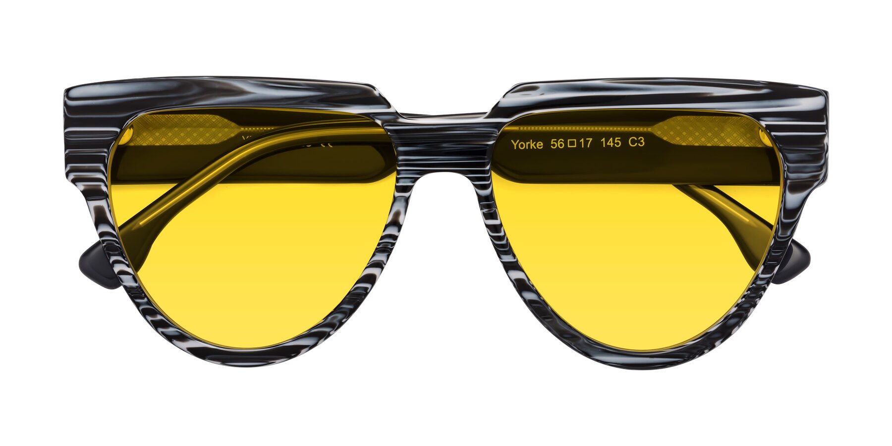 Folded Front of Yorke in Zebra-Print with Yellow Tinted Lenses
