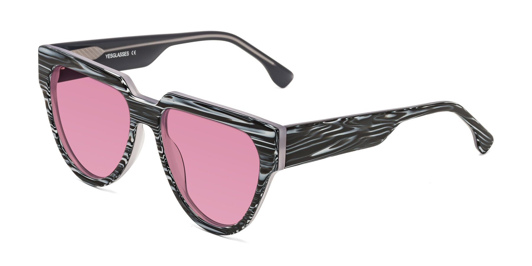 Angle of Yorke in Zebra-Print with Medium Wine Tinted Lenses