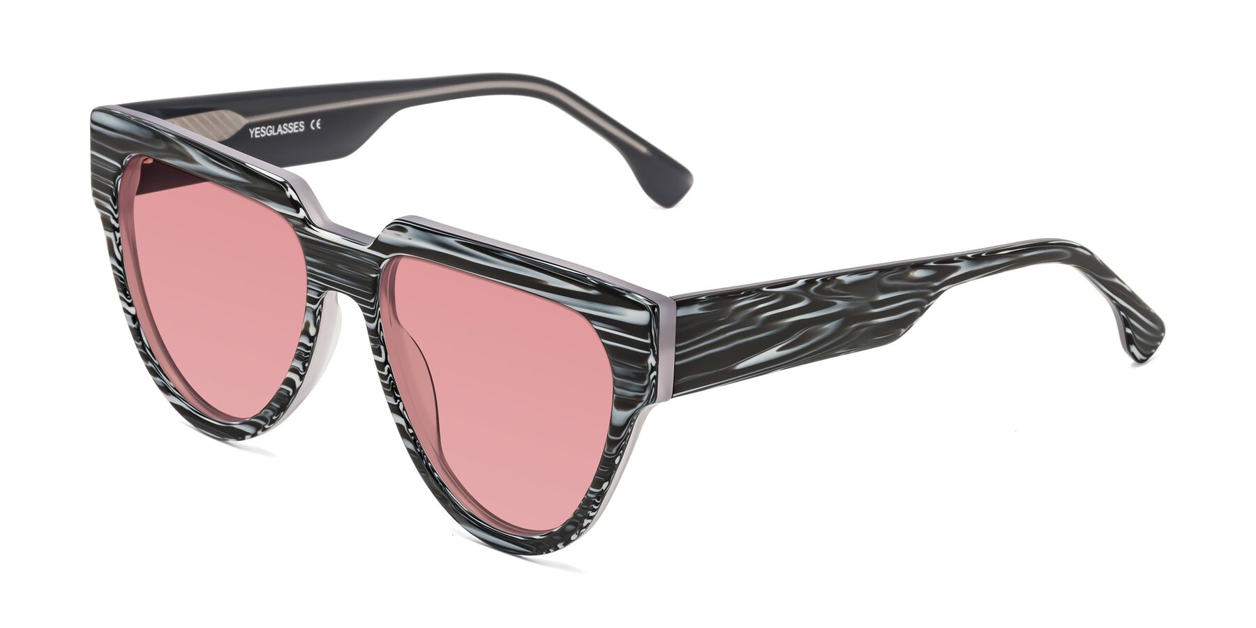 Angle of Yorke in Zebra-Print with Medium Garnet Tinted Lenses