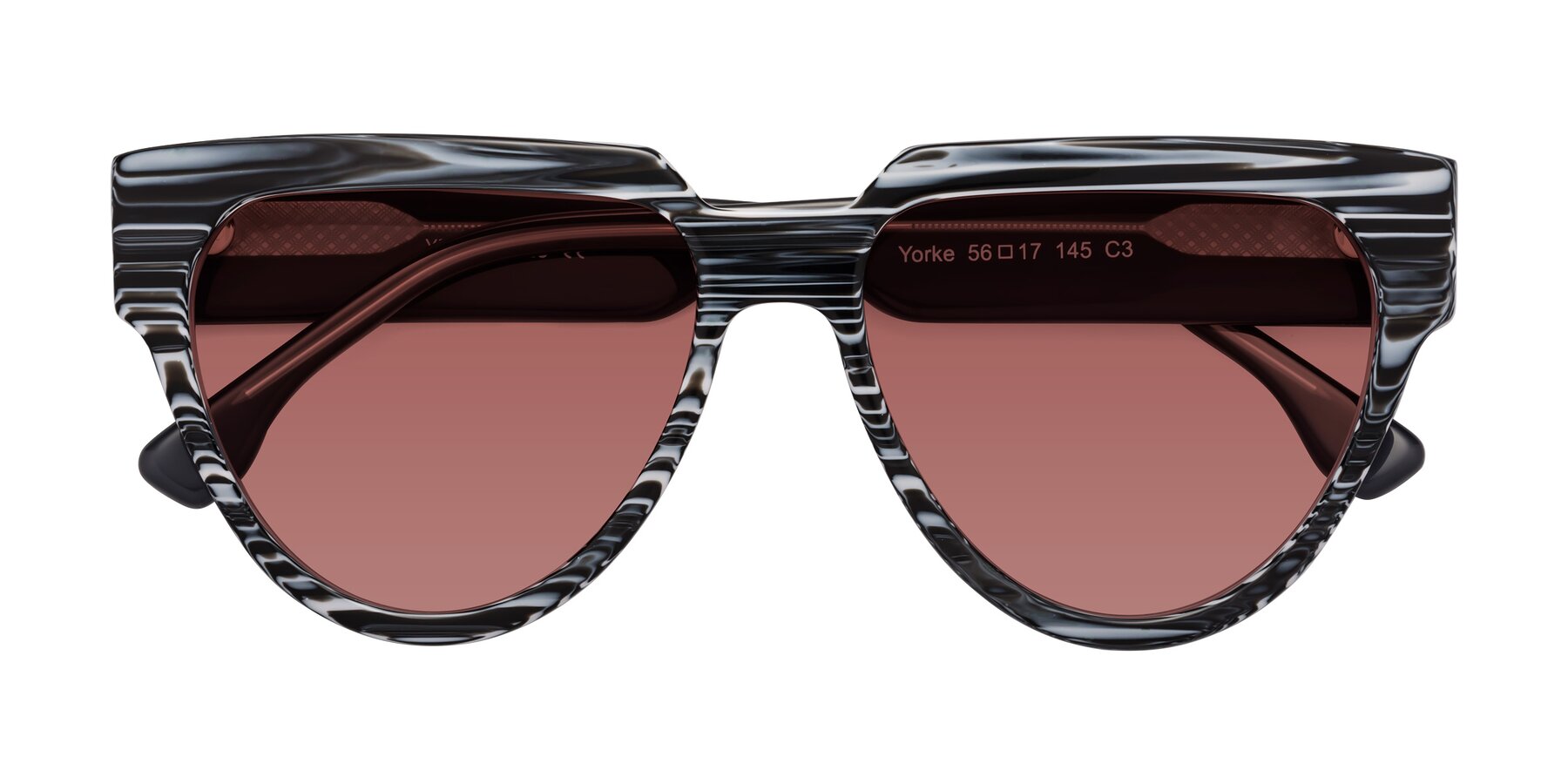 Folded Front of Yorke in Zebra-Print with Garnet Tinted Lenses