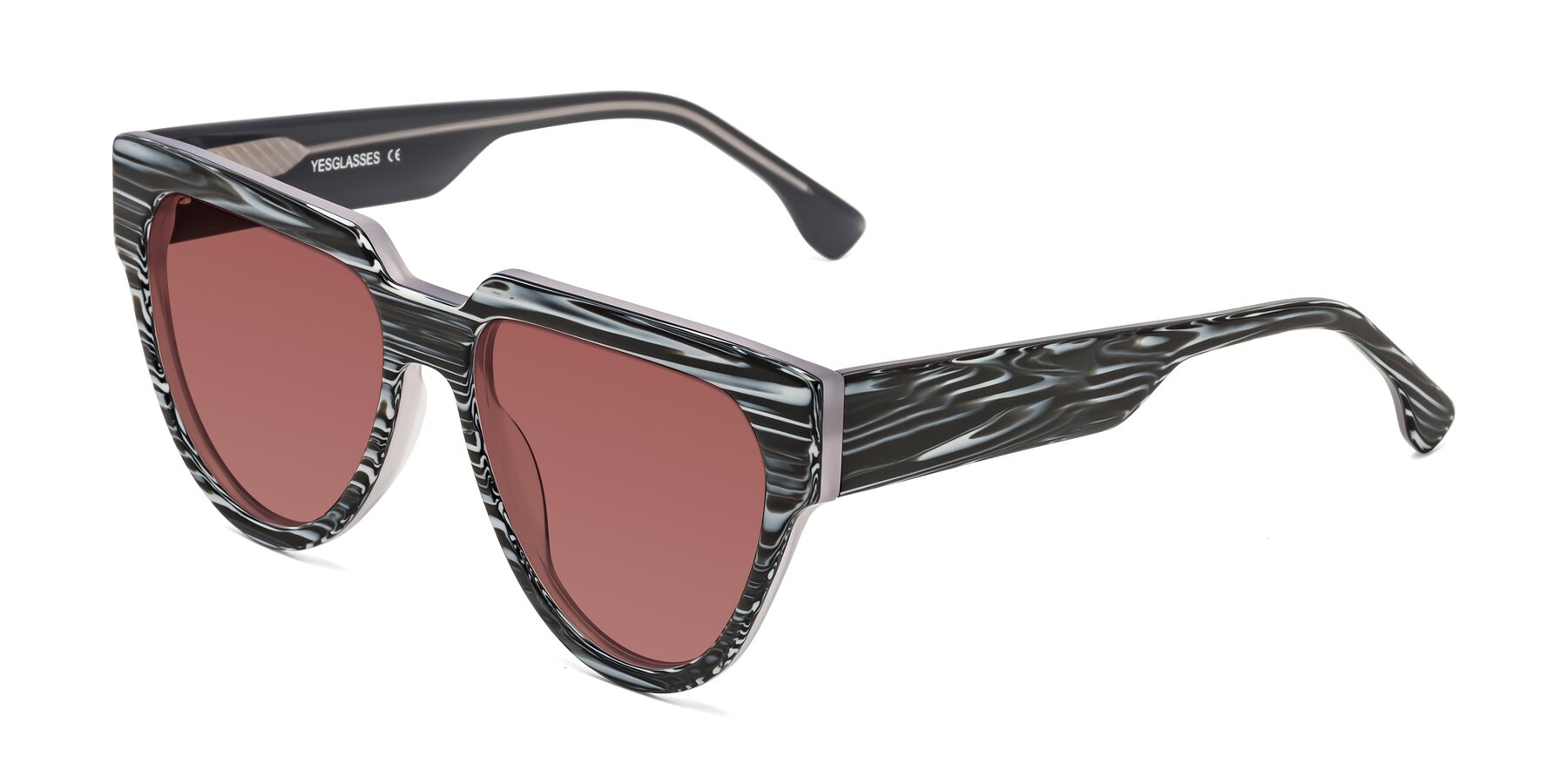 Angle of Yorke in Zebra-Print with Garnet Tinted Lenses