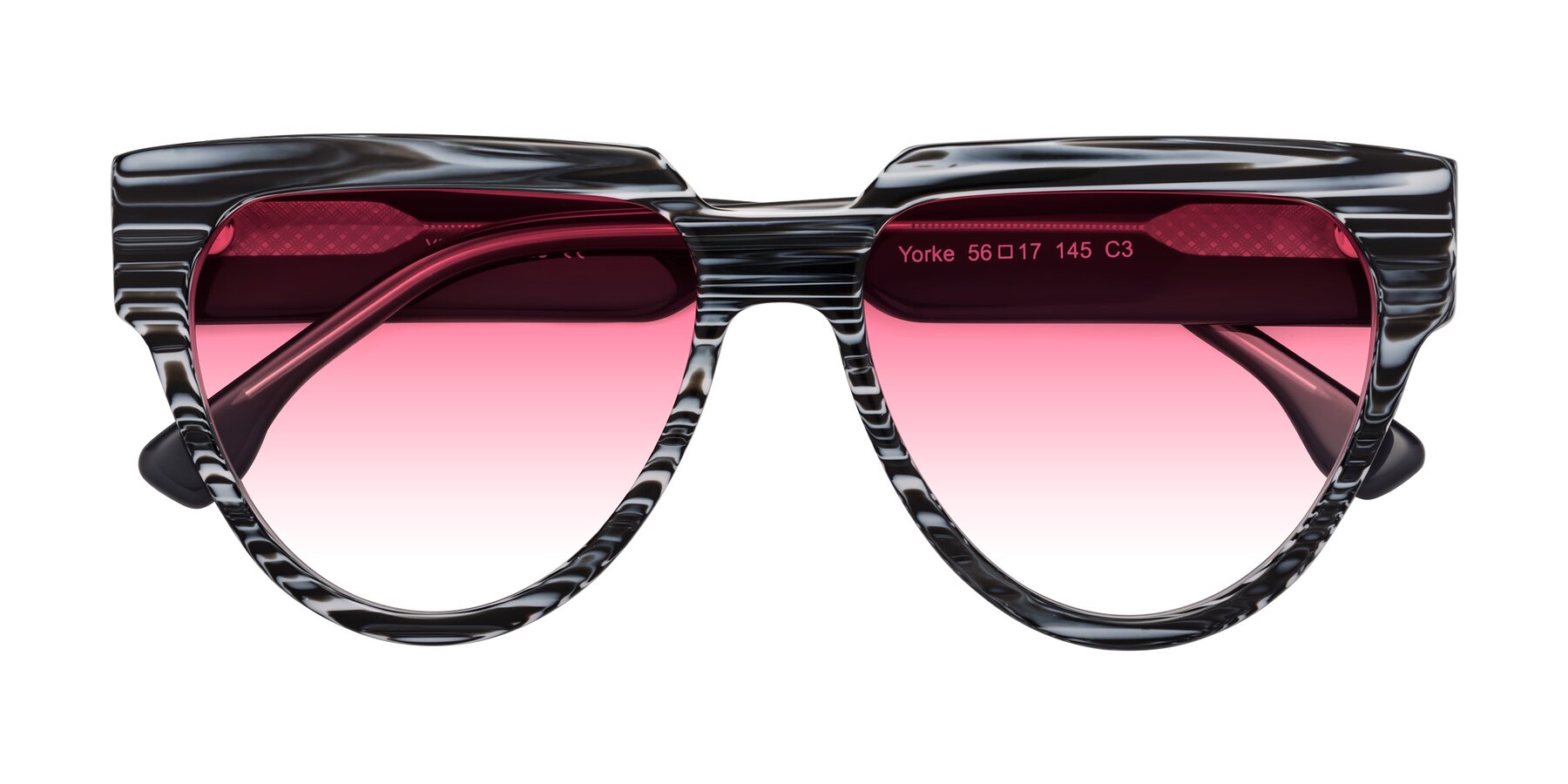 Folded Front of Yorke in Zebra-Print with Pink Gradient Lenses