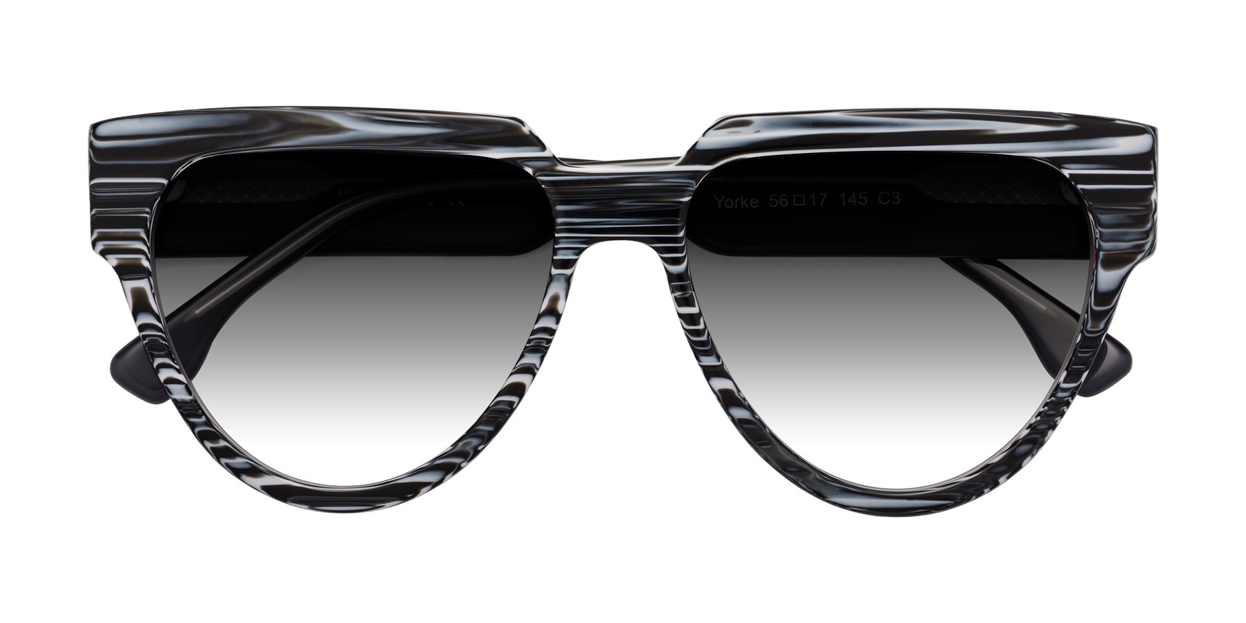 Folded Front of Yorke in Zebra-Print with Gray Gradient Lenses