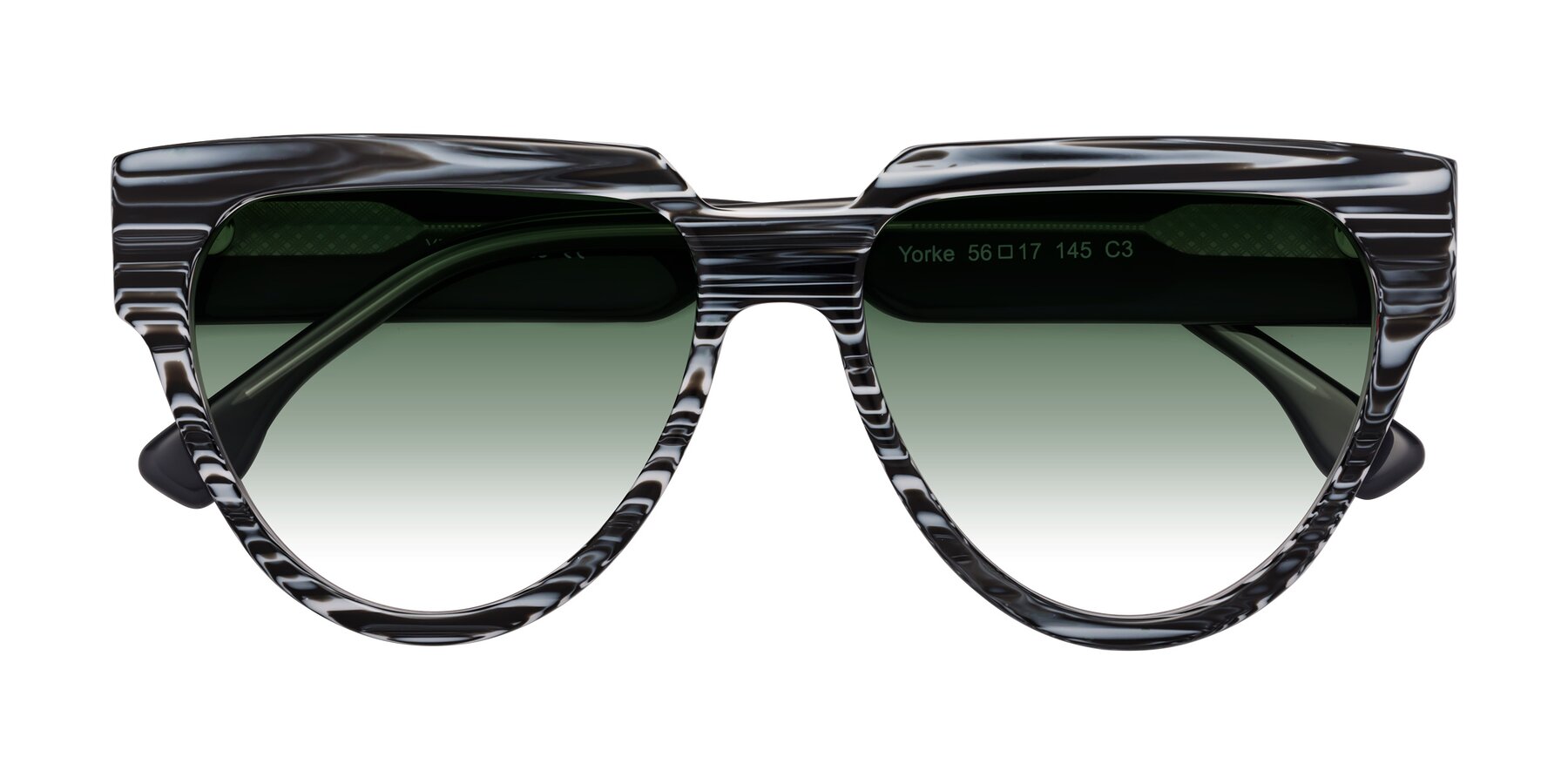 Folded Front of Yorke in Zebra-Print with Green Gradient Lenses