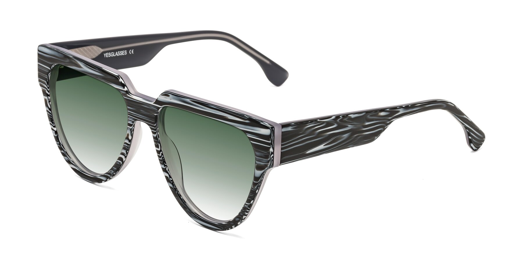 Angle of Yorke in Zebra-Print with Green Gradient Lenses