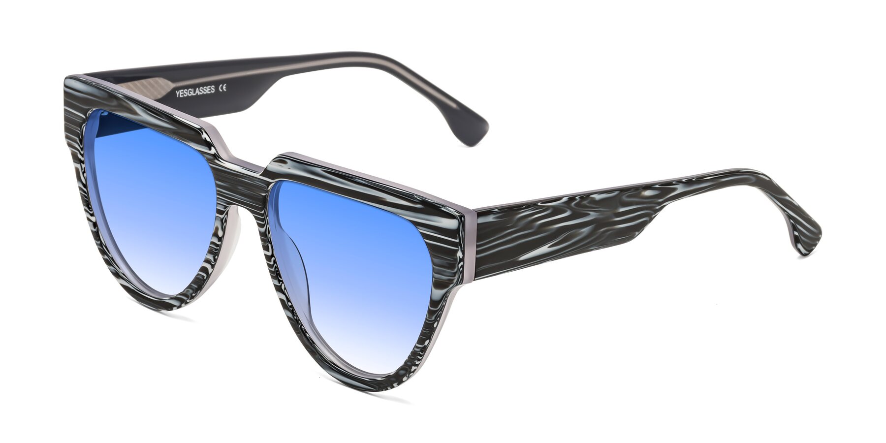 Angle of Yorke in Zebra-Print with Blue Gradient Lenses