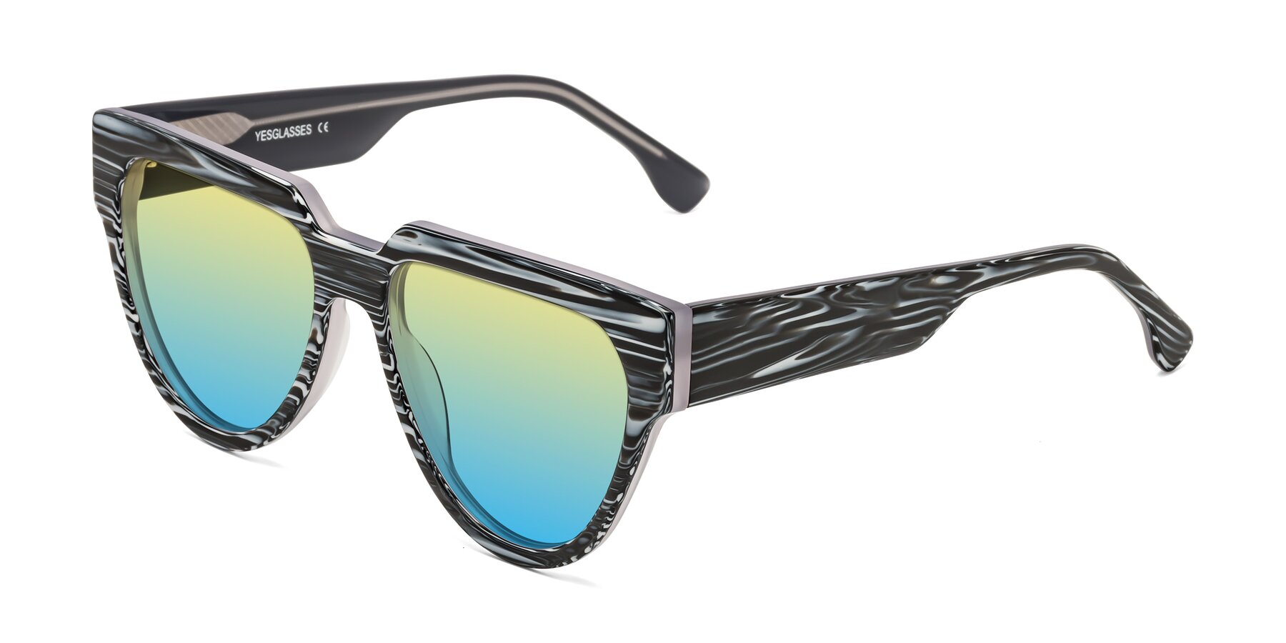 Angle of Yorke in Zebra-Print with Yellow / Blue Gradient Lenses