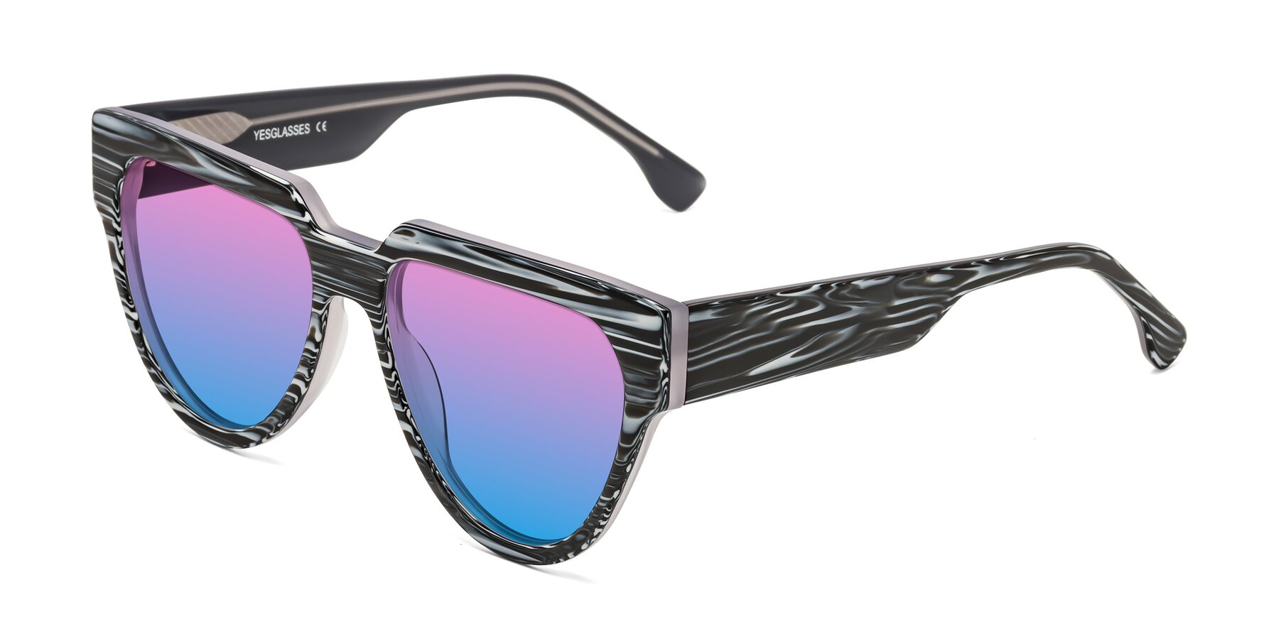 Angle of Yorke in Zebra-Print with Pink / Blue Gradient Lenses