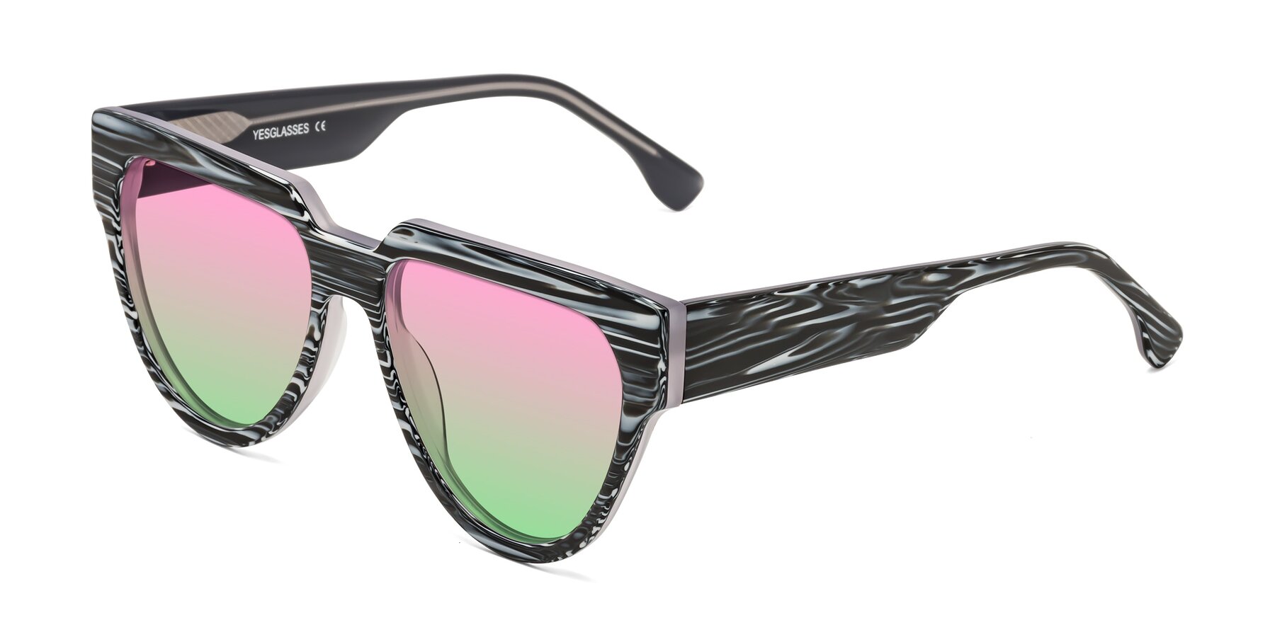 Angle of Yorke in Zebra-Print with Pink / Green Gradient Lenses