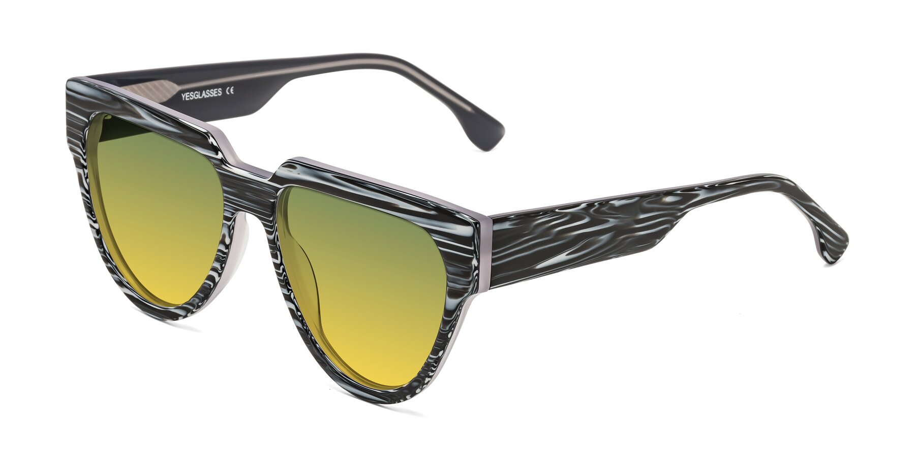 Angle of Yorke in Zebra-Print with Green / Yellow Gradient Lenses