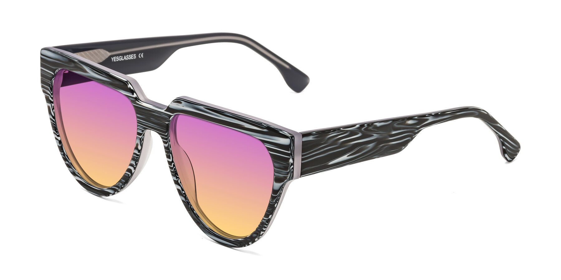 Angle of Yorke in Zebra-Print with Purple / Yellow Gradient Lenses