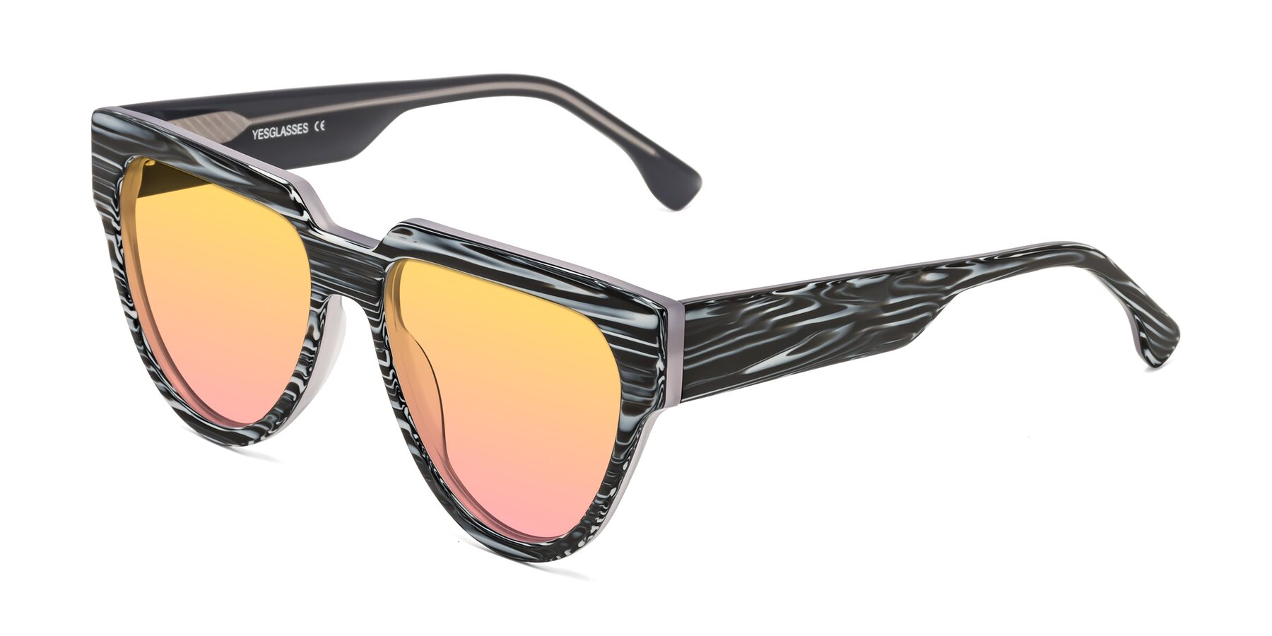 Angle of Yorke in Zebra-Print with Yellow / Pink Gradient Lenses