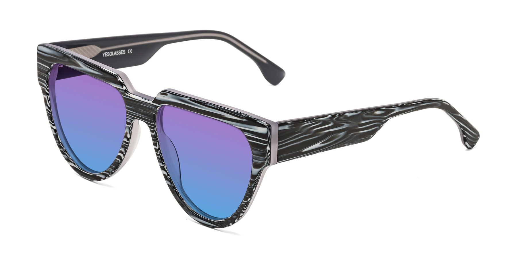 Angle of Yorke in Zebra-Print with Purple / Blue Gradient Lenses