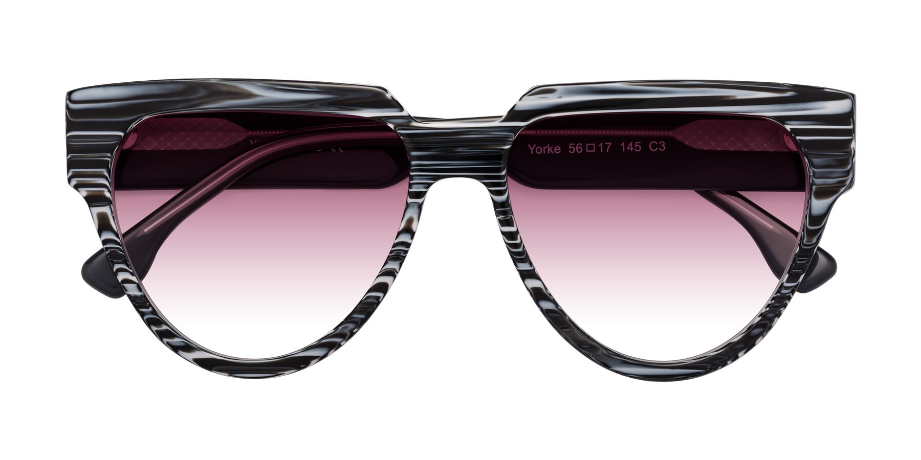 Folded Front of Yorke in Zebra-Print with Wine Gradient Lenses