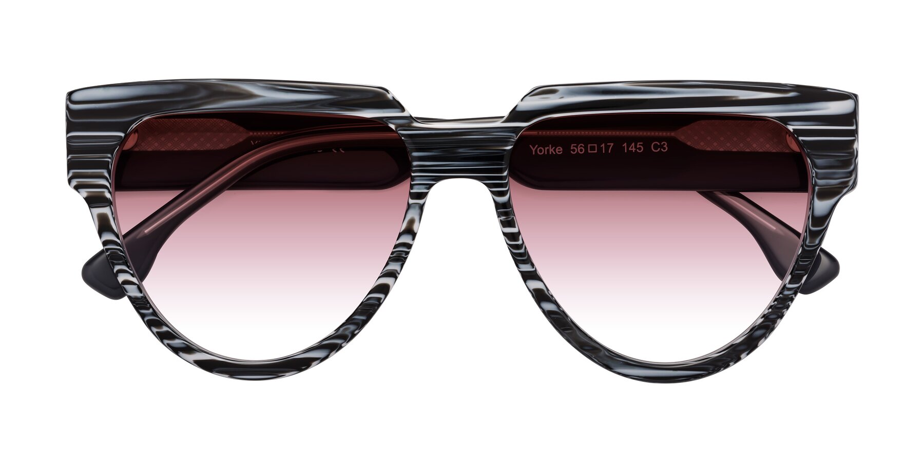 Folded Front of Yorke in Zebra-Print with Garnet Gradient Lenses