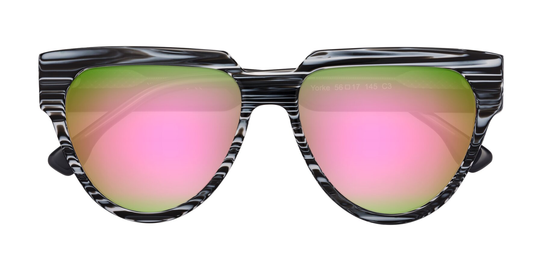 Folded Front of Yorke in Zebra-Print with Pink Mirrored Lenses