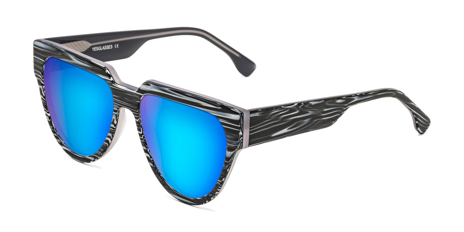 Angle of Yorke in Zebra-Print with Blue Mirrored Lenses