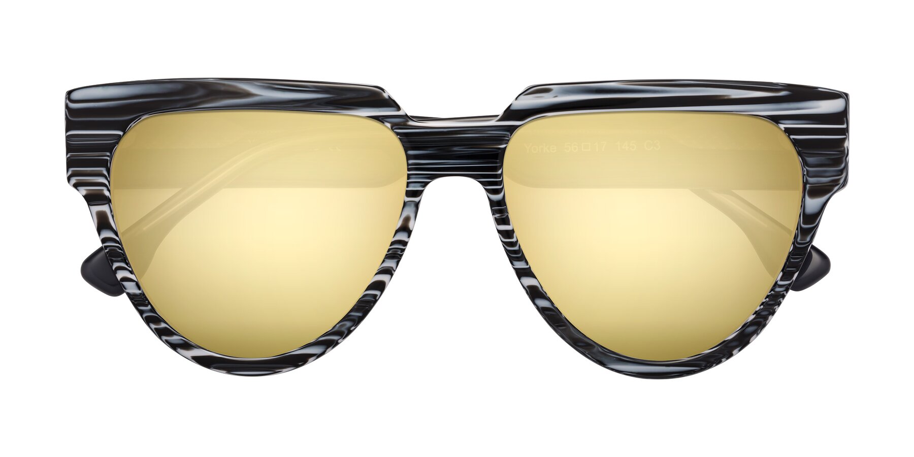 Folded Front of Yorke in Zebra-Print with Gold Mirrored Lenses