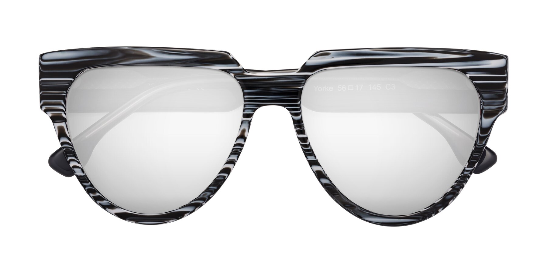 Folded Front of Yorke in Zebra-Print with Silver Mirrored Lenses